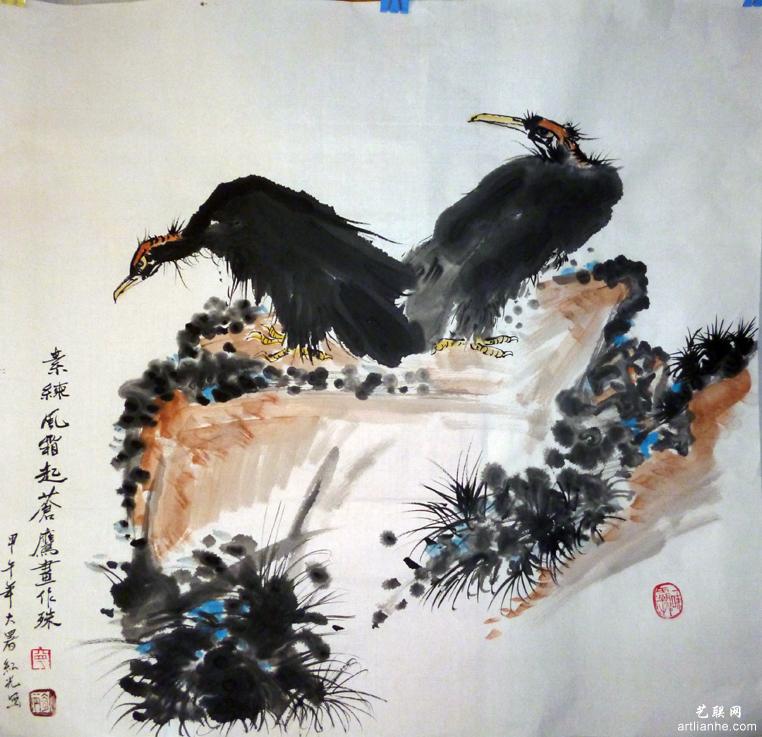 宁红光国画鹰系列作品赏析3